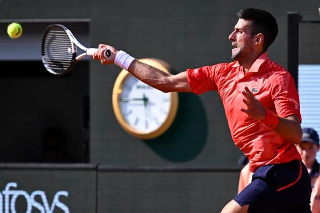 (230607) -- PARIS, June 7, 2023 -- Novak Djokovic competes during the men s singles quarterfinal match between Novak Djokovic of Serbia and Karen Khachanov of Russia at the French Open tennis tournament at Roland Garros in Paris, France, on June 6, 2023. (Photo by Xinhua) (SP)FRANCE-PARIS-TENNIS-ROLAND GARROS-FRENCH OPEN-MEN S SINGLES JulienxMattia 