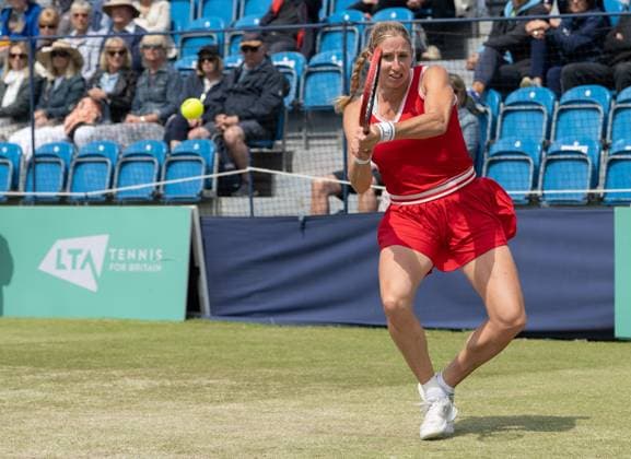 Magali KEMPEN (BEL) playing her match against Harriet Dart (GBR) during the first round of the W100 Surbiton Trophy 2023 during the 3rd day of the 2023 at Surbiton Lawn Tennis Club, Surbiton, England on the 7th June 2023. Copyright: xAlanxStanfordx PMI-5582-0038