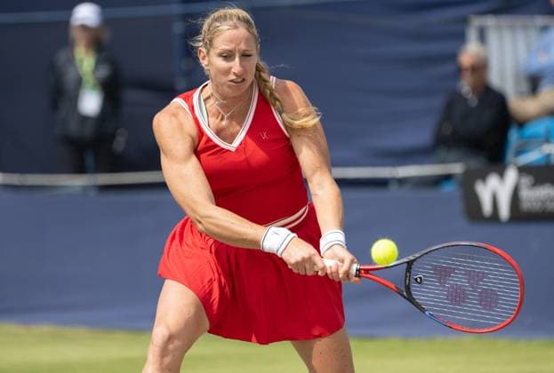 Magali KEMPEN (BEL) playing her match against Harriet Dart (GBR) during the first round of the W100 Surbiton Trophy 2023 during the 3rd day of the 2023 at Surbiton Lawn Tennis Club, Surbiton, England on the 7th June 2023. Copyright: xAlanxStanfordx PMI-5582-0049