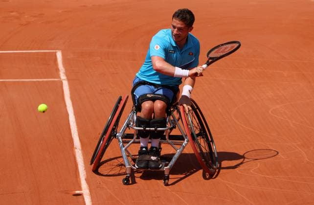 Mandatory Credit: Photo by Ella Ling Shutterstock (13949270v) Alfie Hewett of GBR in action French Open Tennis, Day 11, Roland Garros, Paris, France - 07 June 2023 French Open Tennis, Day 11, Roland Garros, Paris, France - 07 June 2023  Copyright: xEllaxLing Shutterstockx 13949270v