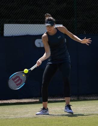 Oceane Dodin (FRA) playing her match against Maia Lumsden (GBR) during the first round of the W100 Surbiton Trophy 2023 during the 3rd day of the 2023 at Surbiton Lawn Tennis Club, Surbiton, England on the 7th June 2023. Copyright: xAlanxStanfordx PMI-5582-0080