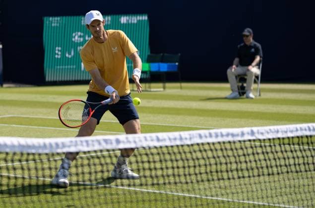 Andy Murray (GBR) during his match against Bu Yunchaokete (CHN) in the round of 16 of the 2023 Lexus Surbiton Trophy on the 3rd day of the 2023 at Surbiton Lawn Tennis Club, Surbiton, England on the 7th June 2023. Copyright: xAlanxStanfordx PMI-5582-0148
