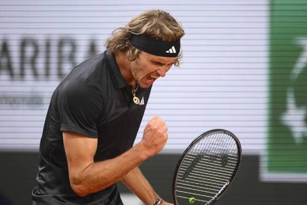 Joie d Alexander Zverev (Ger) TENNIS : Roland Garros 2023 - Paris - 07 06 2023 JBAutissier Panoramic 