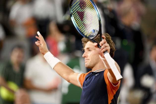 joie de Casper Ruud (Nor) TENNIS : Roland Garros 2023 - Paris - 07 06 2023 JBAutissier Panoramic 