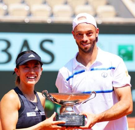 Mandatory Credit: Photo by Javier Garcia Shutterstock (13949272i) Miyu Kato and Tim Puetz win the Mixed Doubles Final French Open Tennis, Day 12, Roland Garros, Paris, France - 08 June 2023 French Open Tennis, Day 12, Roland Garros, Paris, France - 08 June 2023  Copyright: xJavierxGarcia Shutterstockx 13949272i