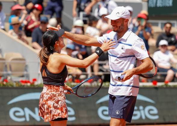 Miyu Kato, Tim Puetz jubilate after victory, jubilation, joy, emotion, mixed doubles, award ceremony, presentation Copyright: xJuergenxHasenkopfx