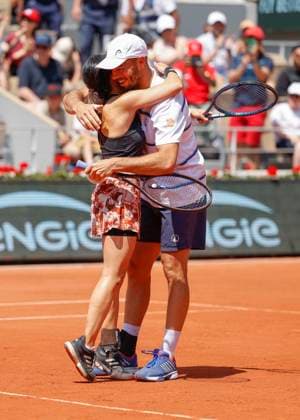 Miyu Kato, Tim Puetz jubilate after victory, jubilation, joy, emotion, mixed doubles, award ceremony, presentation Copyright: xJuergenxHasenkopfx