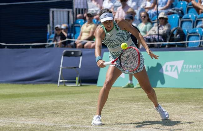 Tatjana Maria (GER) during her match against Harriet Dart (GBR) in round two of the W100 Surbiton Trophy on day 4 of the Surbiton Trophy at Surbiton Lawn Tennis Club, Surbiton, England on the 8th June 2023. Copyright: xAlanxStanfordx PMI-5583-0121