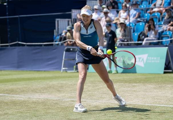 Harriet Dart (GBR) during her match against Tatjana Maria (GER) in round two of the W100 Surbiton Trophy on day 4 of the Surbiton Trophy at Surbiton Lawn Tennis Club, Surbiton, England on the 8th June 2023. Copyright: xAlanxStanfordx PMI-5583-0133