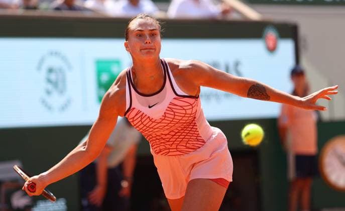 Mandatory Credit: Photo by Ella Ling Shutterstock (13949274aq) Aryna Sabalenka of Belarus in action French Open Tennis, Day 12, Roland Garros, Paris, France - 08 June 2023 French Open Tennis, Day 12, Roland Garros, Paris, France - 08 June 2023  Copyright: xEllaxLing Shutterstockx 13949274aq