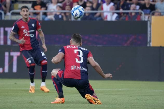 Foto Tocco Alessandro LaPresse 8 Giugno 2023 Cagliari, Italia - Cagliari vs Bari - Campionato di Calcio Serie BKT 2022 2023 - Stadio Unipol Domus. Nella foto:Edoardo Goldaniga (Cagliari Calcio); June 8, 2023 Cagliari, Italy - soccer - Cagliari vs Bari - Italian Football Championship League BKT 2022 2023 - Unipol Domus Stadium. In the pic:Edoardo Goldaniga (Cagliari Calcio);  Copyright: xAlessandroxTocco LaPressex