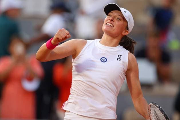 Mandatory Credit: Photo by Ella Ling Shutterstock (13949274cr) Iga Swiatek of Poland celebrates French Open Tennis, Day 12, Roland Garros, Paris, France - 08 June 2023 French Open Tennis, Day 12, Roland Garros, Paris, France - 08 June 2023  Copyright: xEllaxLing Shutterstockx 13949274cr