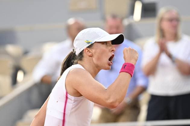 Tennis : Roland Garros 2023 - France - Iga Swiatek - Pologne se qualifie pour la finale dames Tennis : Roland Garros 2023 - France - 08 06 23 ChrysleneCaillaud Panoramic 