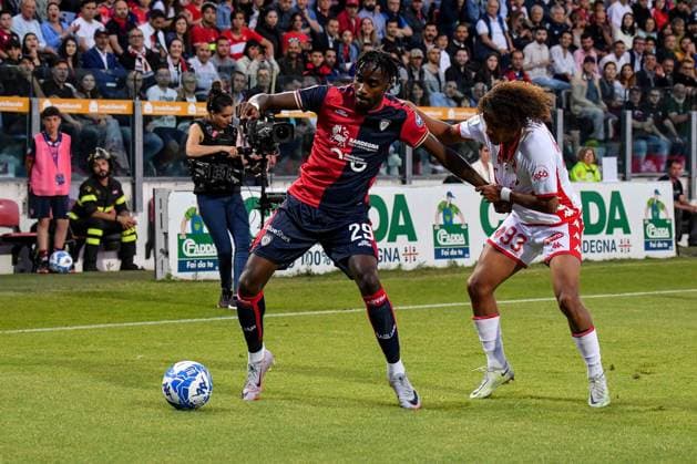 Antoine Makoumbou of Cagliari Calcio during Final - Cagliari vs Bari, Italian soccer Serie B match in Cagliari, Italy, June 08 2023  Copyright: xLuigixCanu LiveMediax xipa-agencx xLivexMediax 0 IPA_IPA38504308