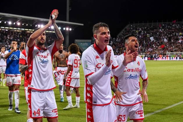 Sebastiano Esposito of SSC Bari, Nicola Bellomo of SSC Bari during Final - Cagliari vs Bari, Italian soccer Serie B match in Cagliari, Italy, June 08 2023  Copyright: xLuigixCanu LiveMediax xipa-agencx xLivexMediax 0 IPA_IPA38504959
