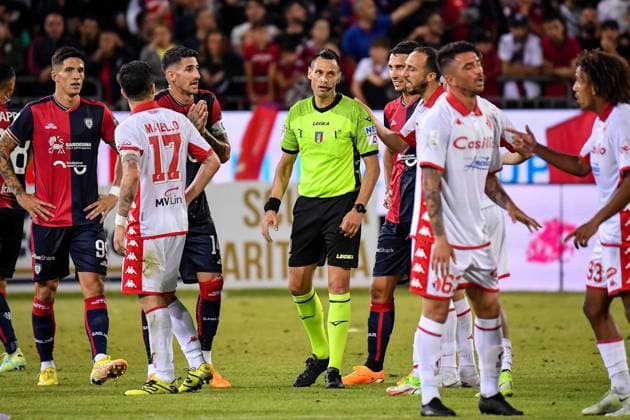 Maurizio Mariani, Arbitro, Referee, VAR during Final - Cagliari vs Bari, Italian soccer Serie B match in Cagliari, Italy, June 08 2023  Copyright: xLuigixCanu LiveMediax xipa-agencx xLivexMediax 0 IPA_IPA38505294