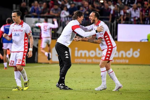 Antonio Mazzotta of SSC Bari,Esultanza, Joy After scoring goal, during Final - Cagliari vs Bari, Italian soccer Serie B match in Cagliari, Italy, June 08 2023  Copyright: xLuigixCanu LiveMediax xipa-agencx xLivexMediax 0 IPA_IPA38505303