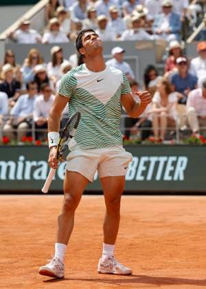 Carlos Alcaraz reacts angry,anger,disappointed,disappointment,emotion,semifinals,mens singles Copyright: xJuergenxHasenkopfx