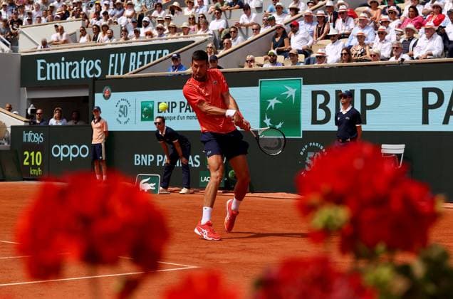 Mandatory Credit: Photo by Ella Ling Shutterstock (13949275ad) Novak Djokovic of Serbia in action French Open Tennis, Day 13, Roland Garros, Paris, France - 09 June 2023 French Open Tennis, Day 13, Roland Garros, Paris, France - 09 June 2023  Copyright: xEllaxLing Shutterstockx 13949275ad