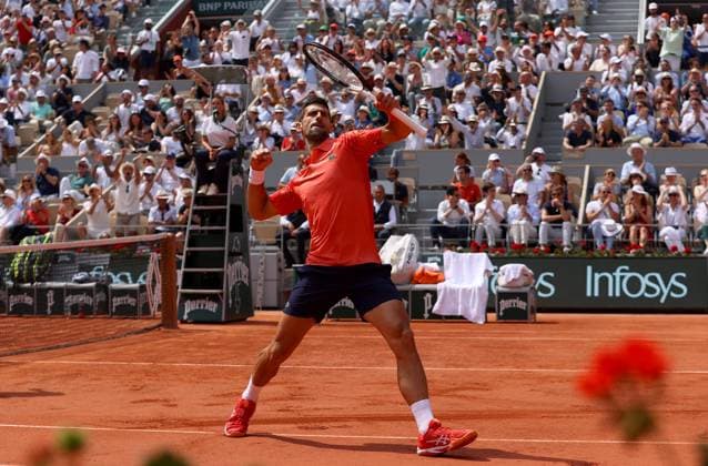 Mandatory Credit: Photo by Ella Ling Shutterstock (13949275aj) Novak Djokovic of Serbia celebrates French Open Tennis, Day 13, Roland Garros, Paris, France - 09 June 2023 French Open Tennis, Day 13, Roland Garros, Paris, France - 09 June 2023  Copyright: xEllaxLing Shutterstockx 13949275aj