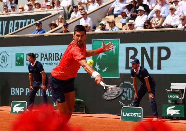 Mandatory Credit: Photo by Ella Ling Shutterstock (13949275o) Novak Djokovic of Serbia in action French Open Tennis, Day 13, Roland Garros, Paris, France - 09 June 2023 French Open Tennis, Day 13, Roland Garros, Paris, France - 09 June 2023  Copyright: xEllaxLing Shutterstockx 13949275o