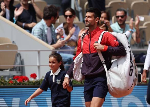 (230609) -- PARIS, June 9, 2023 -- Novak Djokovic of Serbia arrives prior to the men s singles semifinals between Novak Djokovic of Serbia and Carlos Alcaraz of Spain at the French Open tennis tournament at Roland Garros in Paris, France, June 9, 2023. ) (SP)FRANCE-PARIS-TENNIS-ROLAND GARROS-FRENCH OPEN-MEN S SINGLES GaoxJing 