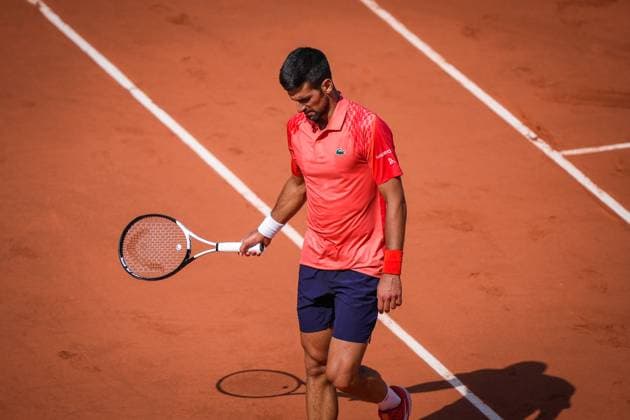 French Open, Roland Garros: Carlos Alcaraz Garfia - Novak Djokovic Paris, Frankrike 20230609. Novak Djokovic under semifinalen i tennis mellom Carlos Alcaraz Garfia fra Spania og Novak Djokovic fra Serbia under Roland-Garros-turneringen i Paris. Foto: Beate Oma Dahle NTB Paris Frankrike EDITORIAL USE ONLY. RESTRICTED USE FOR BETTING COMPANIES Ref:_SPO_BNCUZ3GvttdKoo.jpg  Copyright: xBeatexOmaxDahlex xNTBx