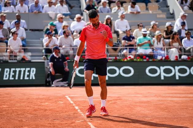 French Open, Roland Garros: Carlos Alcaraz Garfia - Novak Djokovic Paris, Frankrike 20230609. Novak Djokovic under semifinalen i tennis mellom Carlos Alcaraz Garfia fra Spania og Novak Djokovic fra Serbia under Roland-Garros-turneringen i Paris. Foto: Beate Oma Dahle NTB Paris Frankrike EDITORIAL USE ONLY. RESTRICTED USE FOR BETTING COMPANIES Ref:_SPO_BNC0259401160st.jpg  Copyright: xBeatexOmaxDahlex xNTBx