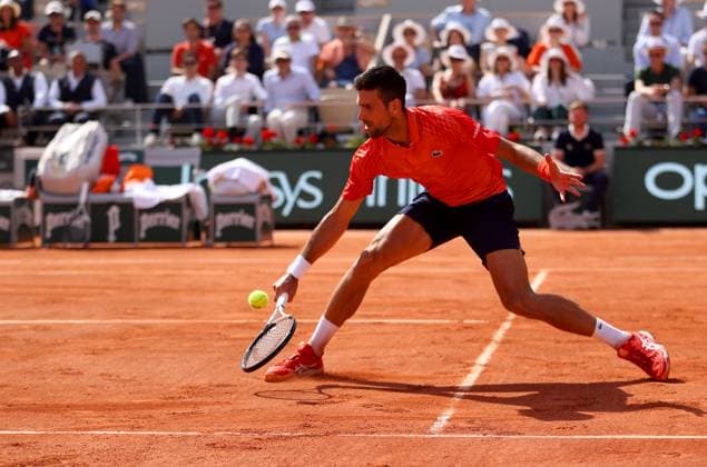 Mandatory Credit: Photo by Ella Ling Shutterstock (13949275ef) Novak Djokovic of Serbia in action French Open Tennis, Day 13, Roland Garros, Paris, France - 09 June 2023 French Open Tennis, Day 13, Roland Garros, Paris, France - 09 June 2023  Copyright: xEllaxLing Shutterstockx 13949275ef