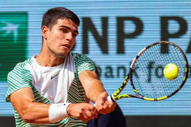 2023 French Open - Day Thirteen Carols ALCARAZ (ESP) in action during his match against Novak DJOKOVIC (SER) on Philippe-CHATRIER court in the French Open Roland Garros 2013 day thirteen. Paris France  Copyright: xIbrahimxEzzatx originalFilename:ezzat-notitle230609_npbFb.jpg