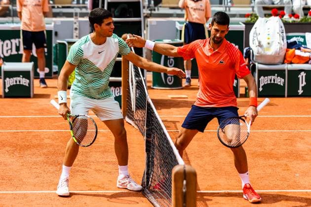 2023 French Open - Day Thirteen Carols ALCARAZ (ESP) in action during his match against Novak DJOKOVIC (SER) on Philippe-CHATRIER court in the French Open Roland Garros 2013 day thirteen. Paris France  Copyright: xIbrahimxEzzatx originalFilename:ezzat-notitle230609_npI41.jpg
