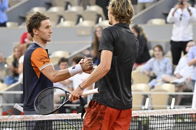 Tennis : Roland Garros 2023 - France - Casper Ruud - Norvege Tennis : Roland Garros 2023 - France - 09 06 23 ChrysleneCaillaud Panoramic 