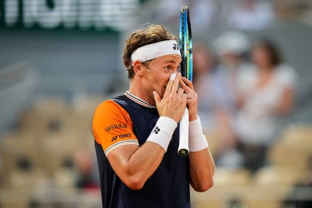 French Open, Roland Garros: Casper Ruud - Alexander Zverev Paris, Frankrike 20230609. Casper Ruud i aksjon mot Alexander Zverev fra Tyskland i semifinalen i tennis under Roland-Garros-turneringen i Paris. Foto: Beate Oma Dahle NTB Paris Frankrike EDITORIAL USE ONLY. RESTRICTED USE FOR BETTING COMPANIES Ref:_SPO_BNC0259415687st.jpg  Copyright: xBeatexOmaxDahlex xNTBx