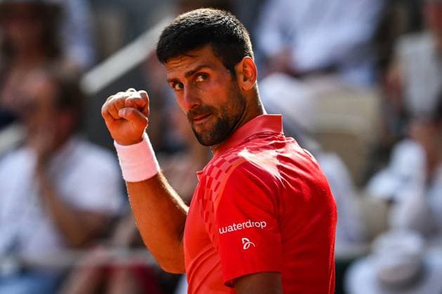 Sport Bilder des Tages June 9, 2023, Paris, France, France: NOVAK DJOKOVIC of Serbia celebrates his victory over C. Alcaraz during the thirteenth day of the French Open 2023, Grand Slam tennis tournament at the Roland-Garros Stadium. Novak won 6-3 5-7 6-1 6-1 and heads tot he final. Paris France - ZUMAm308 20230609_zsp_m308_021 Copyright: xMatthieuxMirvillex
