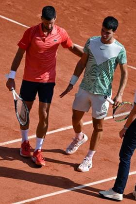 Sport Bilder des Tages Roland Garros 2023 - 08 06 2023 - Demie finale Hommes - Novak Djokovic , Carlos Alcaraz 293250 2023-06-09  Copyright: xLionelxGuericolas MPPx 0259435203st