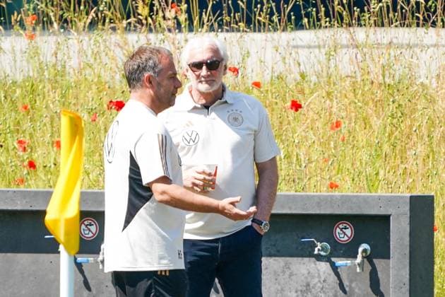 National coach Hansi Flick Germany Germany with sport director Rudi Völler Germany Germany Frankfurt 10 06 2023 training of the German national team