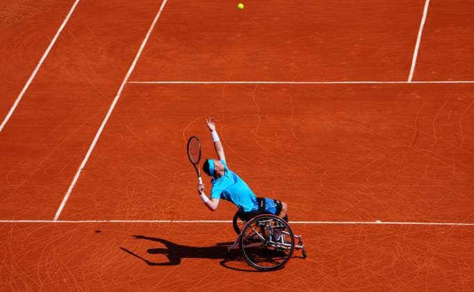 Mandatory Credit: Photo by Javier Garcia Shutterstock (13949279a) Alfie Hewett in Wheelchair Final action French Open Tennis, Day 14, Roland Garros, Paris, France - 10 June 2023 French Open Tennis, Day 14, Roland Garros, Paris, France - 10 June 2023  Copyright: xJavierxGarcia Shutterstockx 13949279a