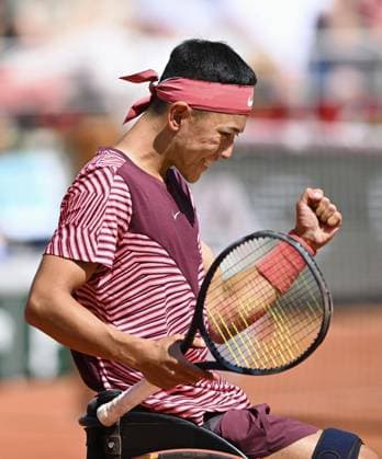 Wheelchair tennis: French Open Japan s Tokito Oda reacts after winning a point against Britain s Alfie Hewett in the men s wheelchair singles final at the French Open tennis tournament in Paris on June 10, 2023.  A14AA0001569037P 