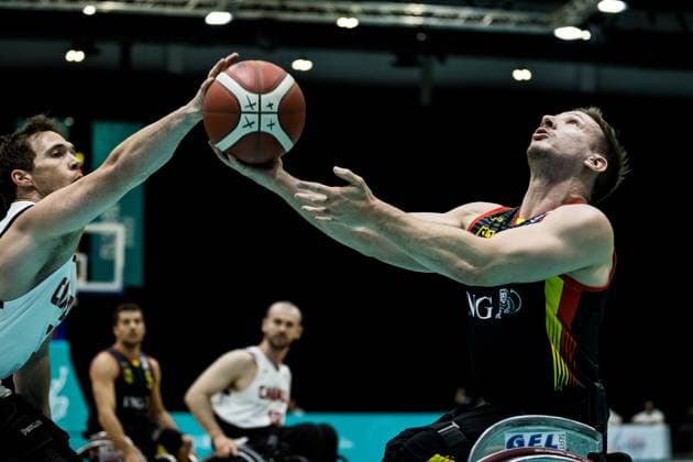 IWBF Wheelchair Basketball World Championship Dubai 2022, Canada Germany, 10 06 2023 Colin Higgins Canada, 9 , Jens Albrecht Germany, 12 IWBF Wheelchair Basketball World Championship Dubai 2022, Canada Germany, Dubai, World Trade Center Copyright: xBEAUTIFULxSPORTS Wunderlx
