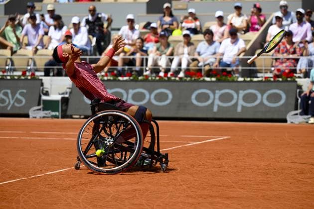 joie de Tokito Oda (Jpn) TENNIS : Roland Garros 2023 - Finale Hommes Wheelchair - Paris - 10 06 2023 JBAutissier Panoramic 