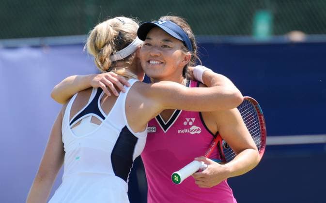 Mandatory Credit: Photo by Dave Shopland Shutterstock (13956575k) Great Britain s Katie Swan wins her semi final in straight sets against fellow British player Yuriko Lily Miyazaki Lexus Surbiton Trophy, Tennis, Day 7, Surbiton Racket & Fitness Club, London, UK - 10 June 2023 Lexus Surbiton Trophy, Tennis, Day 7, Surbiton Racket & Fitness Club, London, UK - 10 June 2023 Copyright: xDavexShopland Shutterstockx 13956575k