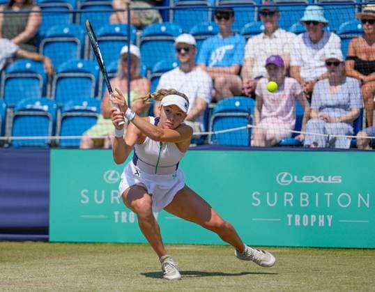 Mandatory Credit: Photo by Dave Shopland Shutterstock (13956575x) Great Britain s Katie Swan wins her semi final in straight sets Lexus Surbiton Trophy, Tennis, Day 7, Surbiton Racket & Fitness Club, London, UK - 10 June 2023 Lexus Surbiton Trophy, Tennis, Day 7, Surbiton Racket & Fitness Club, London, UK - 10 June 2023 Copyright: xDavexShopland Shutterstockx 13956575x