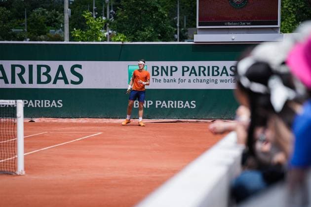 French Open, Roland Garros: Casper Ruud trening Paris, Frankrike 20230610. Tilskuere til stede pa Casper Ruuds trening for morgendagens finale i tennis i Roland-Garros-turneringen mellom Casper Ruud og Novak Djokovic fra Serbia. Foto: Beate Oma Dahle NTB Paris Frankrike EDITORIAL USE ONLY. RESTRICTED USE FOR BETTING COMPANIES Ref:_SPOc5caVsUuoFM.jpg  Copyright: xBeatexOmaxDahlex xNTBx