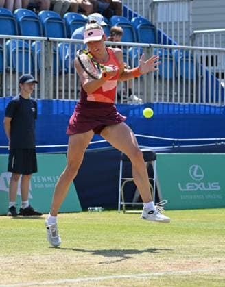 Yanina Wickmayer (BEL) playing Katie Boulter (GBR) in the semi finals of the W100 Surbiton Trophy during day 6 of the Surbiton Trophy, at Surbiton Lawn Tennis Club, Surbiton, England on the 10th June 2023. Copyright: xAlanxStanfordx PMI-5587-0089