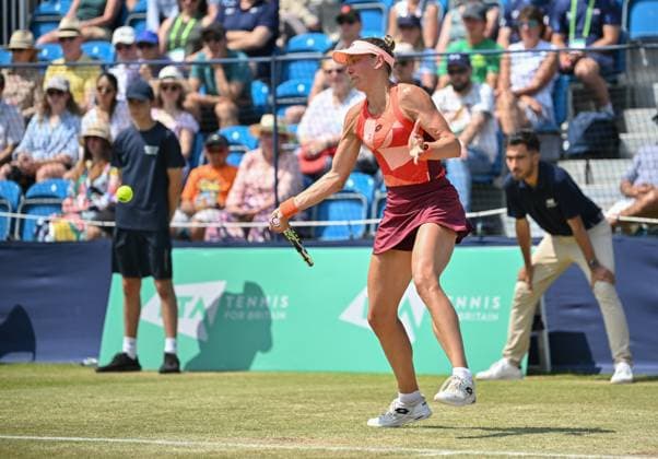 Yanina Wickmayer (BEL) playing Katie Boulter (GBR) in the semi finals of the W100 Surbiton Trophy during day 6 of the Surbiton Trophy, at Surbiton Lawn Tennis Club, Surbiton, England on the 10th June 2023. Copyright: xAlanxStanfordx PMI-5587-0101