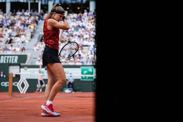 French Open, Roland Garros finale: Iga Swiatek - Karolina Muchova Paris, Frankrike 20230610. Karolina Muchova fra Tjekkia under finalen i tennis mot Iga Swiatek fra Polen i Roland-Garros-turneringen i Paris. Foto: Beate Oma Dahle NTB Paris Frankrike EDITORIAL USE ONLY. RESTRICTED USE FOR BETTING COMPANIES Ref:_SPOBAEc99T5ey0.jpg  Copyright: xBeatexOmaxDahlex xNTBx
