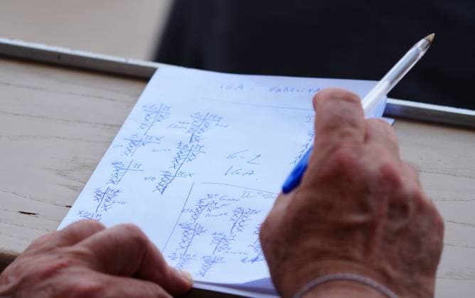 Mandatory Credit: Photo by Javier Garcia Shutterstock (13949279ad) A journalist makes notes as the Ladies Final between Iga Swiatek and Karolina Muchova progresses French Open Tennis, Day 14, Roland Garros, Paris, France - 10 June 2023 French Open Tennis, Day 14, Roland Garros, Paris, France - 10 June 2023  Copyright: xJavierxGarcia Shutterstockx 13949279ad