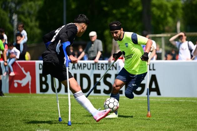 Sport I Mixed I Season 2022 2023 I Amputee Football Bundesliga I 3 Matchday I SG Nord Ost Kickoff Hoffenheim I 10 06 2023 Majed Sajid 9, SG Nord Ost vs Jawad Kahdim 7, Kickoff Hoffenheim Hamburg Paul Hauenschild Sportanlage Schleswig Holstein Germany Copyright: xLobeca FelixxSchlikisx
