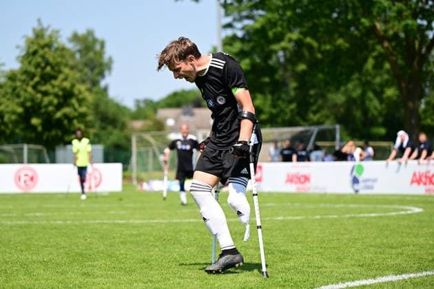 Sport I Mixed I Season 2022 2023 I Amputee Football Bundesliga I 3 Matchday I SG Nord Ost Kickoff Hoffenheim I 10 06 2023 Cheer, enthusiasm, euphoria, joy, happiness, cheerfulness at Simon Dornblüth 8, SG Nord Ost Hamburg Paul Hauenschild Sportanlage Schleswig Holstein Germany Copyright: xLobeca FelixxSchlikisx