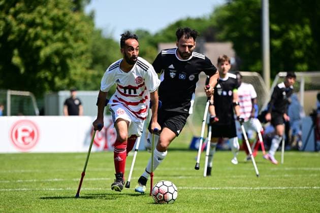 Sport I Mixed I Season 2022 2023 I Amputee Football Bundesliga I 3 Matchday I SG Nord Ost Fortuna Düsseldorf I 10 06 2023 Radouane Chaanoune 7, Fortuna Düsseldorf vs Hamed Sagar 5, SG Nord Ost Hamburg Paul Hauenschild Sportanlage Schleswig Holstein Germany Copyright: xLobeca FelixxSchlikisx
